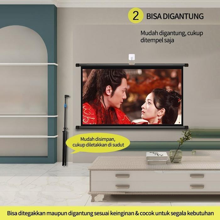 Layar Proyektor Manual Gantung (Layar Proyektor 72") Layar Proyektor 4:3 72 inci Layar proyektor