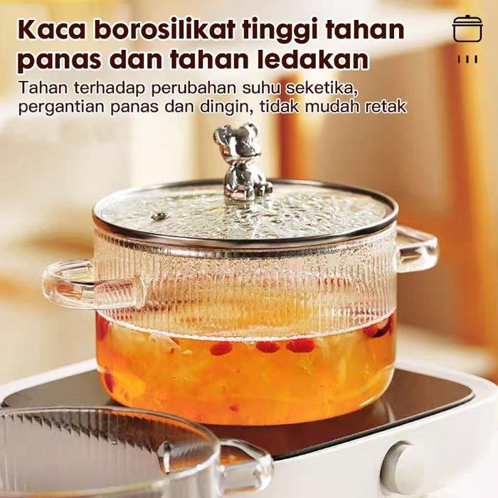 [eatkit live] Eatkit Panci Soup Rebus Kaca Tebal 1600ml Borosilicate Glass Cooking Soup Pot