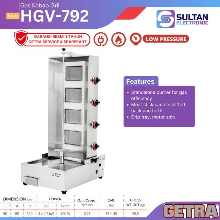 GETRA Gas Kebab Grill HGV-792 / HGV 792 / Pemanggang Daging Kebab Gas