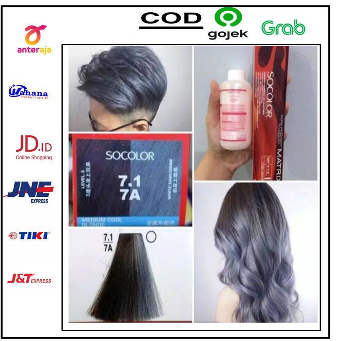 matrix socolor 7.1 medium cool + oxidant, pewarna rambut