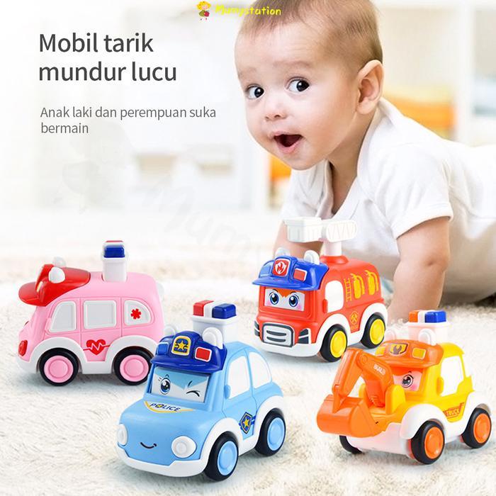 mainan mobil mobilan anak bayi bentuk polisi ambulans truk Plastik Roda