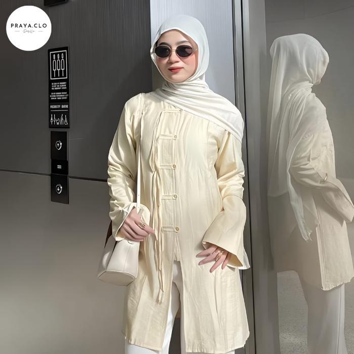 Praya.Clo - Yuki Tunik Polos Atasan Polo Linen Full Kancing Pasti Promo