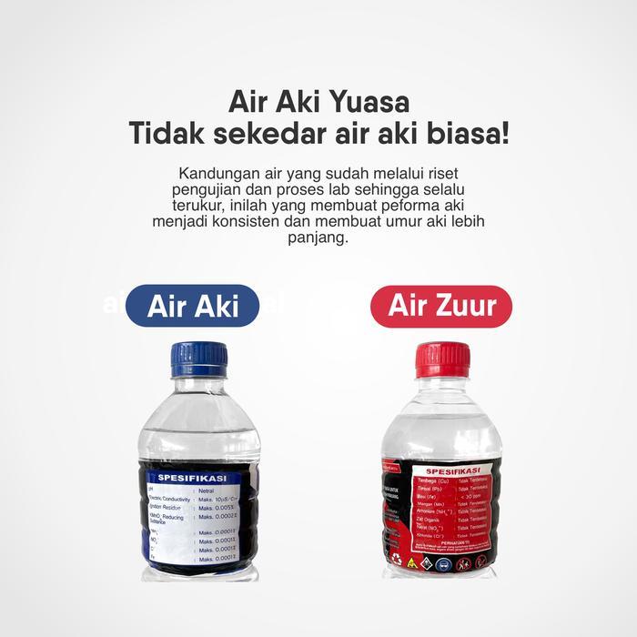 "New" Air Aki Zuur Yuasa - Stok Baru Fresh, Original & Berkualitas Tinggi - Untuk Air aki Basah dan