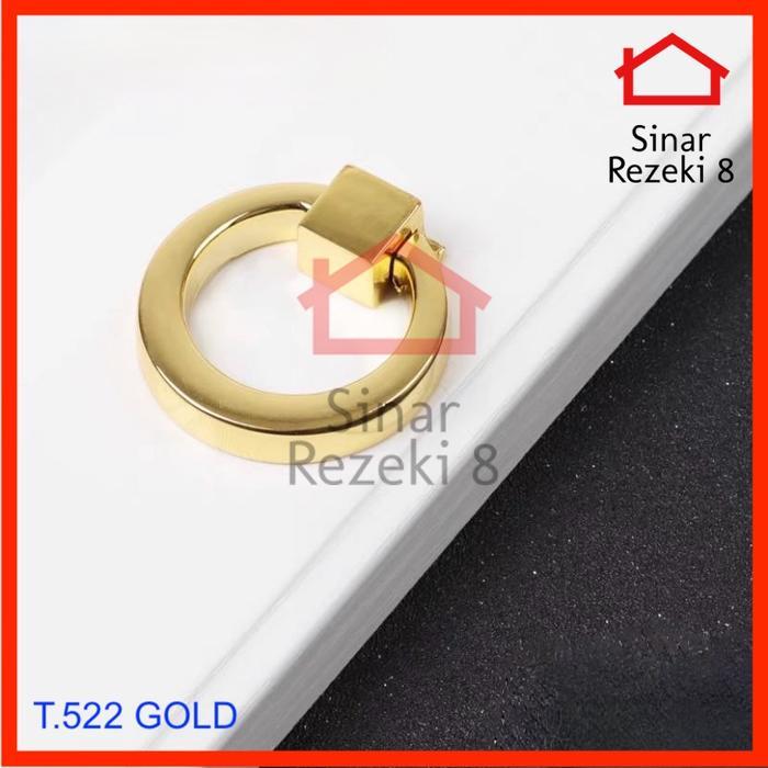 Handle Laci Gold Ring Tarikan Gagang Knob Bulat Lemari Emas 522 .