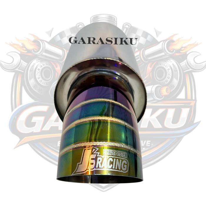 FREE ONGKIR KNALPOT MOBIL JS RACING RAINBOW STAINLESS SUARA NGEBASS GAHAR KERING SEDAN BRIO AVANZA
