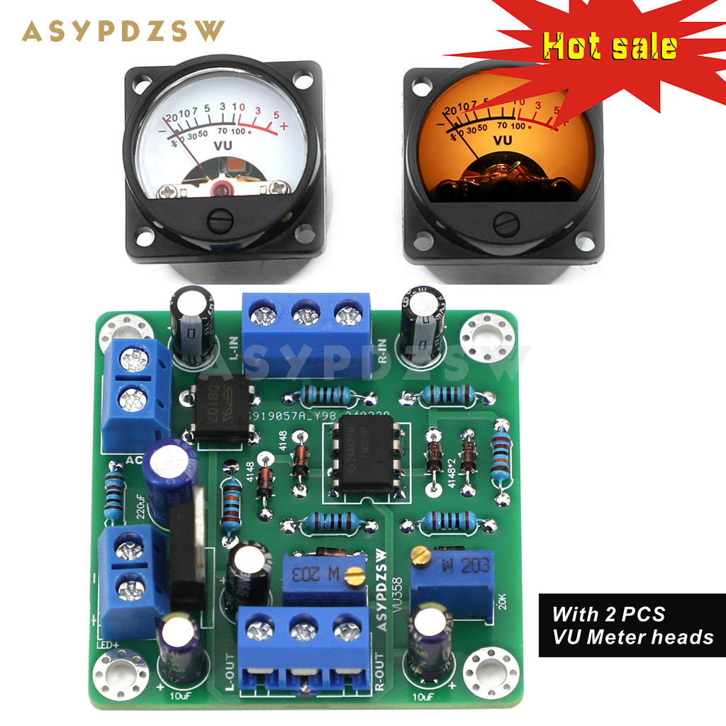 ASYPDZSW VU358 VU Level LM358 Audio Meter driver DIY Kit/Finished board +2 PCS With warm LED meter