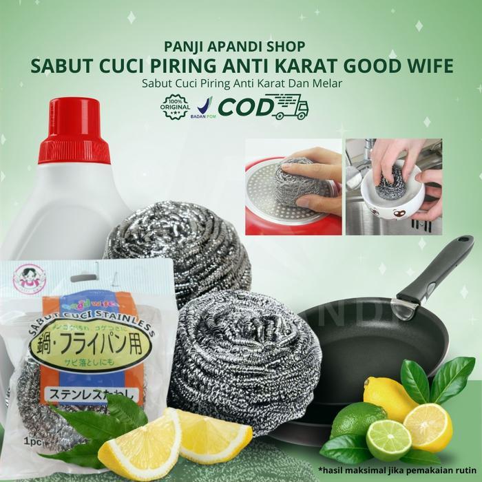ORIGINAL SABUT BESI CUCI PIRING GOOD WIFE STAINLESS STELL SCOURER spons 2