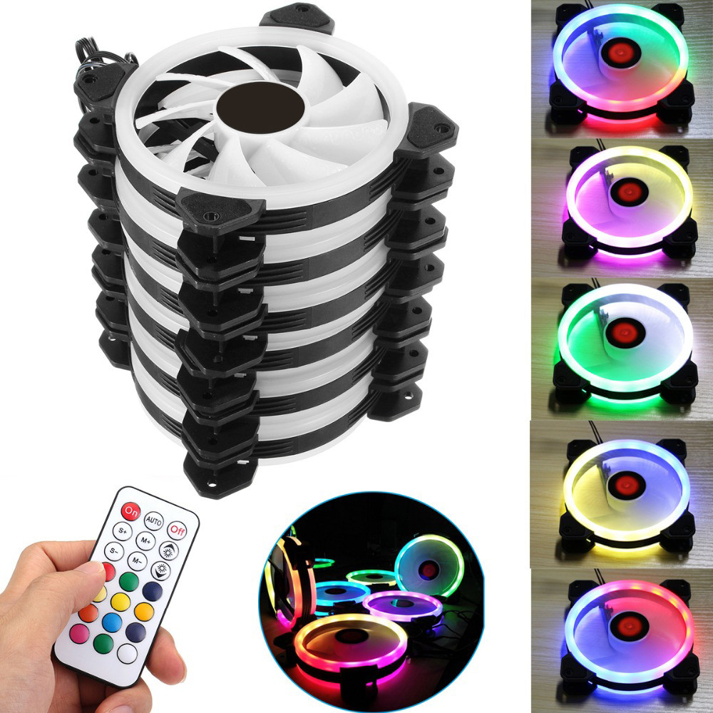 Computer Case PC Cooling Fan RGB Adjust LED 120mm Quiet + IR Remote New Computer Cooler Cooling RGB