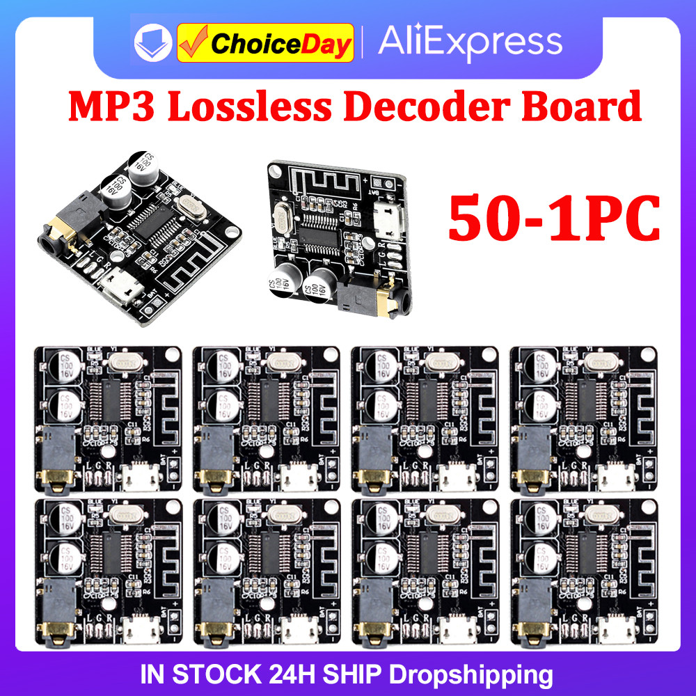 1-50pcs Audio Receiver Board MP3 Lossless Decoder Board 3.7-5V Bluetooth 5.0 Type-C Wireless Stereo 