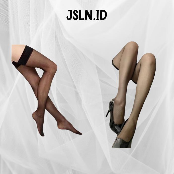 Tally - Stoking Kaki Wanita Jaring Polos Dan Renda Hitam Merah Putih