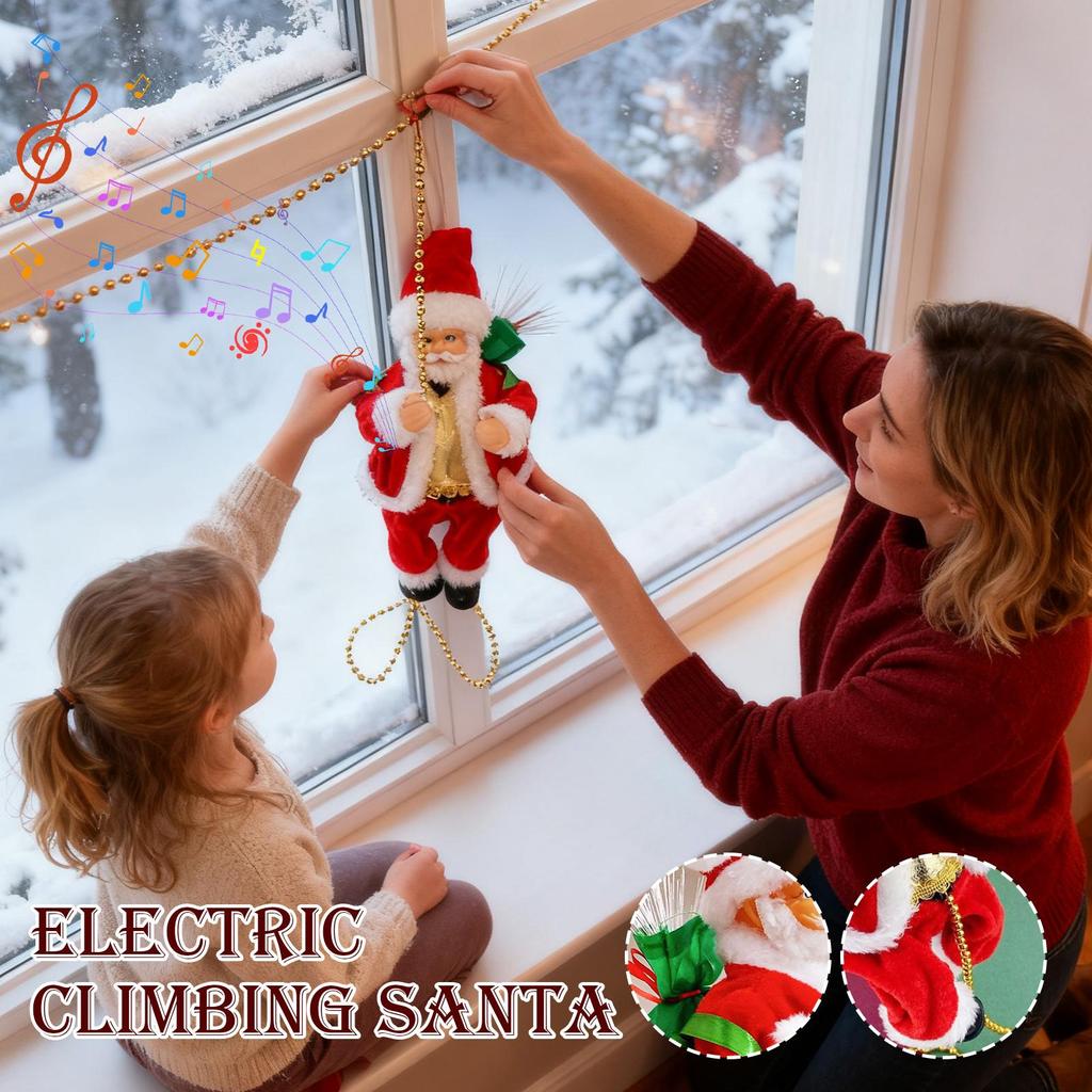 2025 Electric Rope Climbing Santa Claus musical Toys For Christmas Tree Hanging Pendant Ornament