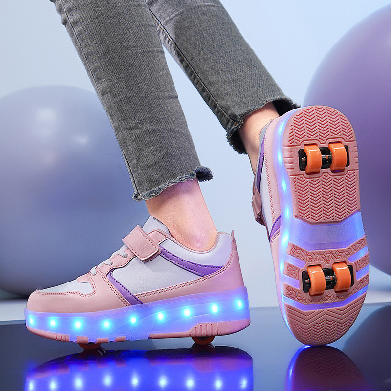 LED Roller Skates Shoes with Wheels Children's Roller Skates Shoes Speed Sneaker Shoes for Girls