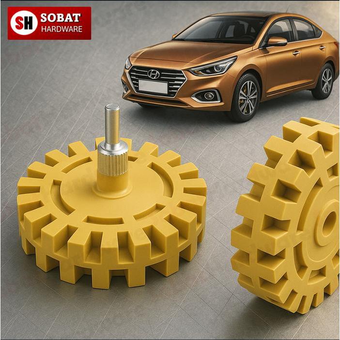 Roda Karet Penghapus Lem - Rubber Eraser Wheel Cat Mobil Decal Karet Penghapus Stiker & Lem Mobil