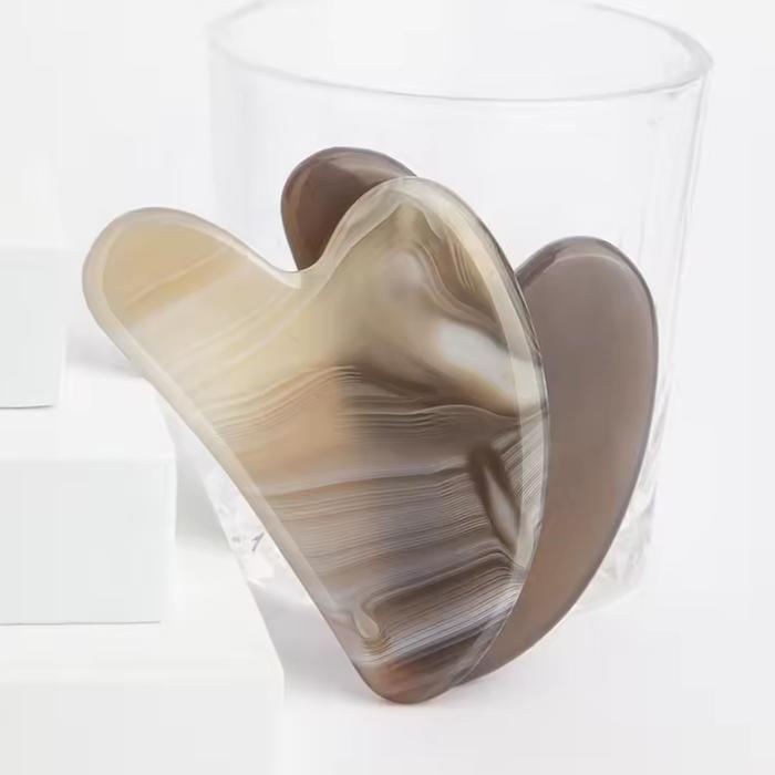 Gua Sha Original Batu Asli Agate - Alat Pijat Wajah - Penirus Pipi Dan Rahang Promo
