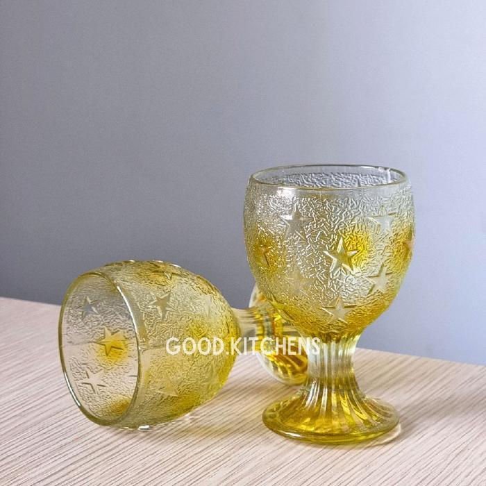 G232 [6 Pcs] Gelas Sloki Bintang Kaca Gelas Kaki Gelas Souvenir Gelas Kopi Gelas Minum Gelas