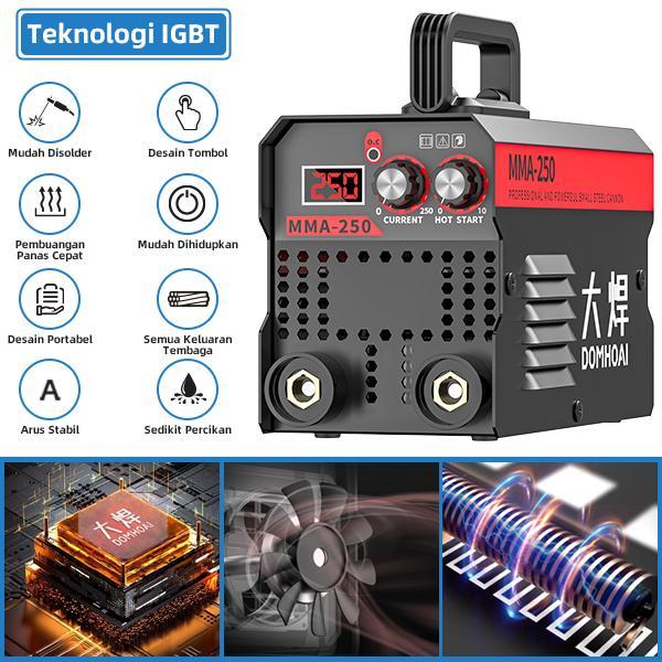 DOMHOAI Mesin Las MMA-250 Inverter Las Listrik IGBT Mesin Las Tampilan Digital Definisi Tinggi