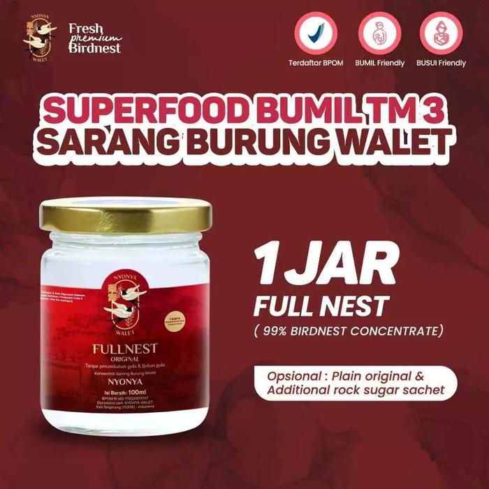 Promo Nyonya Walet - Minuman Sarang Walet - Bird Nest Drink - Full Nest (99% Bird Nest) - 1 Jar