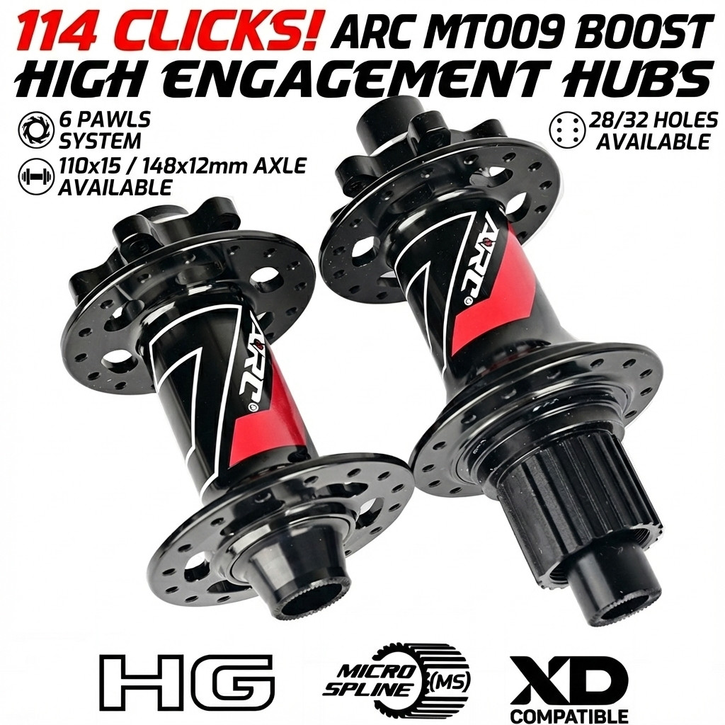 ARC MT009 BOOST Hubs 110x15 148x12mm 6 Pawls 114 Clicks 28H/32H C Aluminum MTB Hubset with HG MS