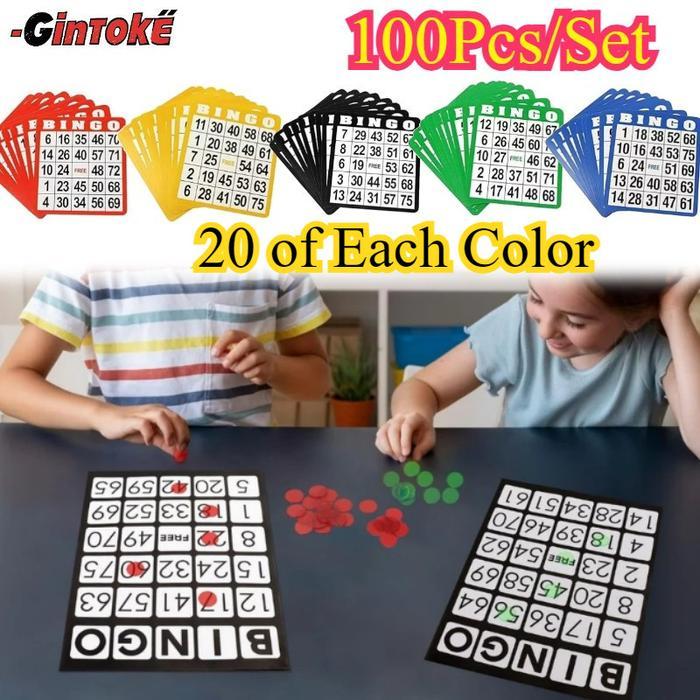 100 Pcs/Set Kartu Bingo / Bingo Card / Kartu Bingo Ukuran Besarard Set Kartu Bingo Ukuran Besar 5