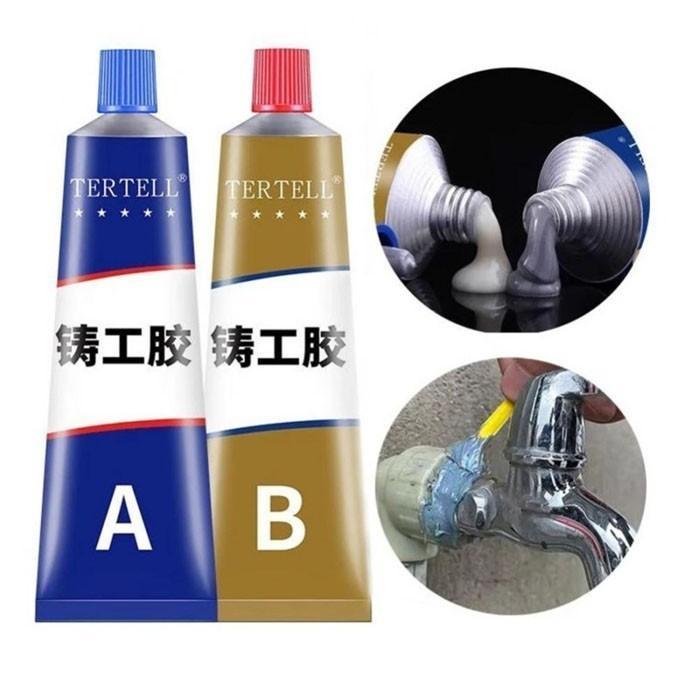 Lem Glue Epoxy AB Penambal Besi Radiator Anti Bocor