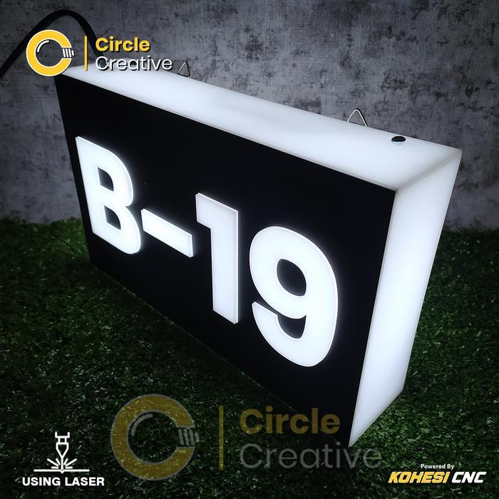 Nomor Rumah akrilik Led Nyala Neon Box Nomor Rumah Acrylic