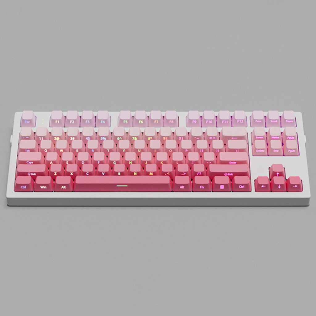 Gradient Pink Side Print RGB Backlit PBT Keycaps 135 Keys Cherry Profile Double Shot Keycaps for