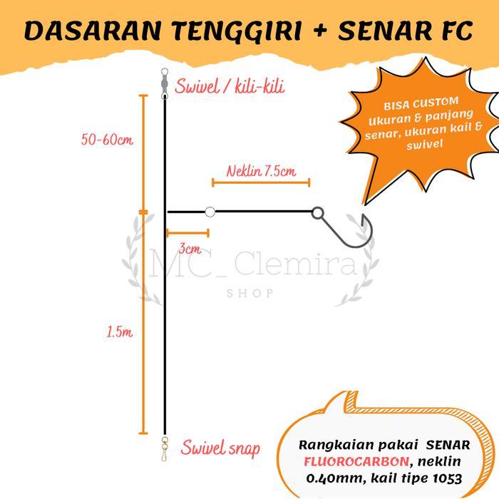 Rangkaian Dasaran Mancing Ikan Tenggiri Barakuda Senar Fluorocarbon Alat Aksesoris Pancing Murah