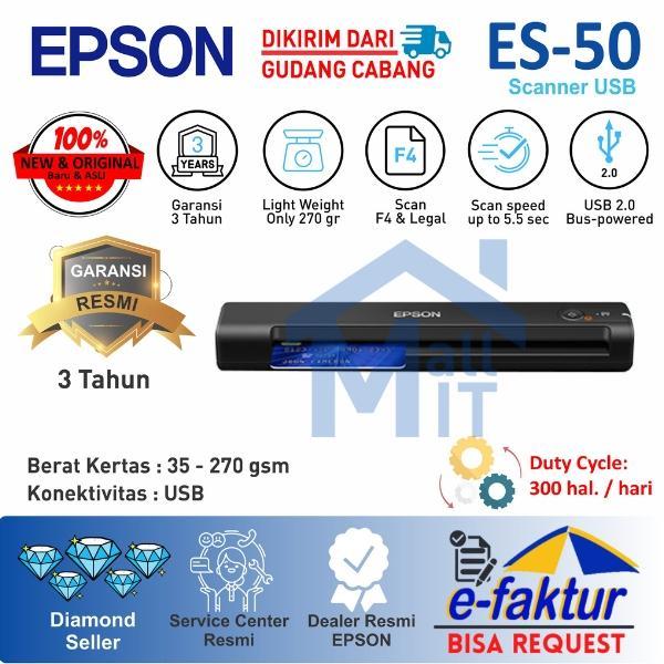 SCANNER EPSON ES-50 EPSON ES50 F4 Legal USB Garansi Resmi *