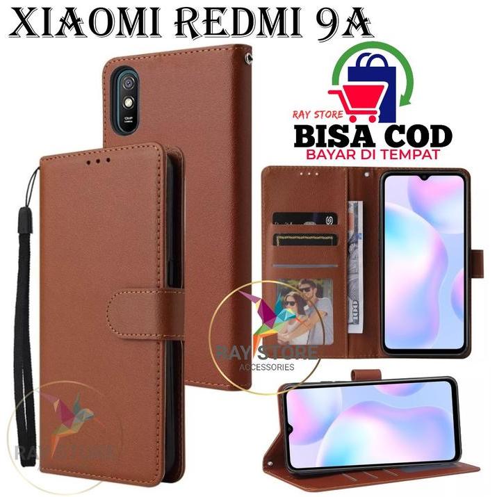 XIAOMI REDMI 9A LEATHER CASE PREMIUM-FLIP WALLET CASE KULIT UNTUK XIAOMI REDMI 9A - CASING