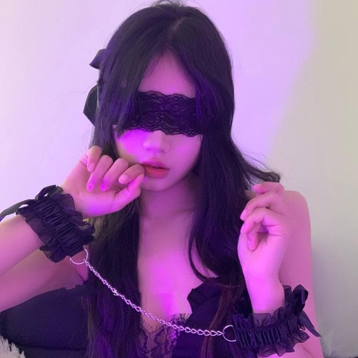 ` CH-39 penutup mata eyepatch gelang rantai y2k wanita sm set lace eye cover patch borgol tangan