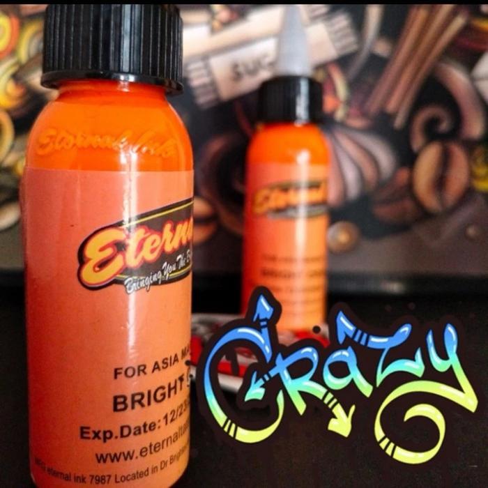 Tinta Tato Eternal Ink 30Ml 1Oz Bright Orange Botol Embos Timbul Eternal Ink Tattoo