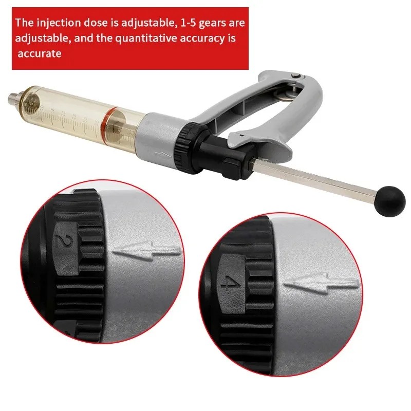 25/50ml Semi-Automatic Veterinary Continuous Syringe Animal Injection Adjustable Vaccine Syringe for