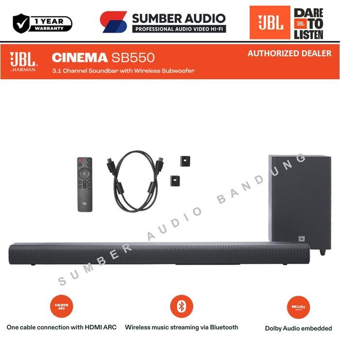 JBL Cinema SB550 Soundbar 3.1 Channel dengan Subwoofer Nirkabel Bluetooth 5.3 & Dolby Audio Garansi