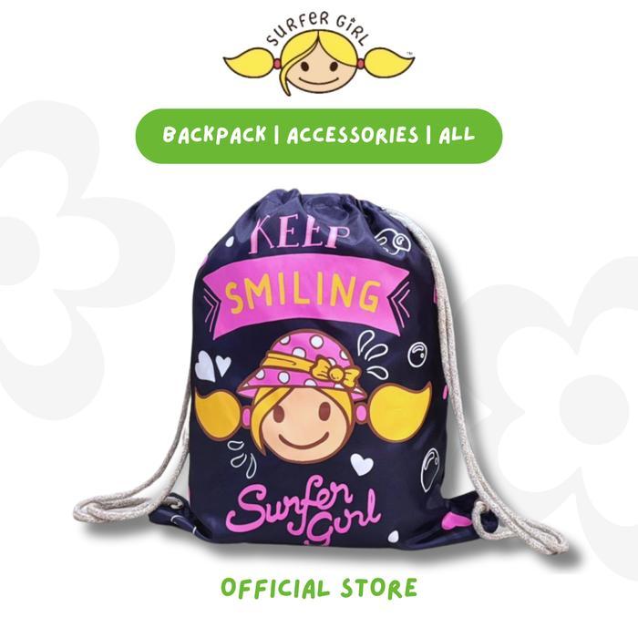 Surfer Girl Summer Festival Shopping Bag Backpack 253ASBB001NVY Surfer Girl drawstring bag Surfer
