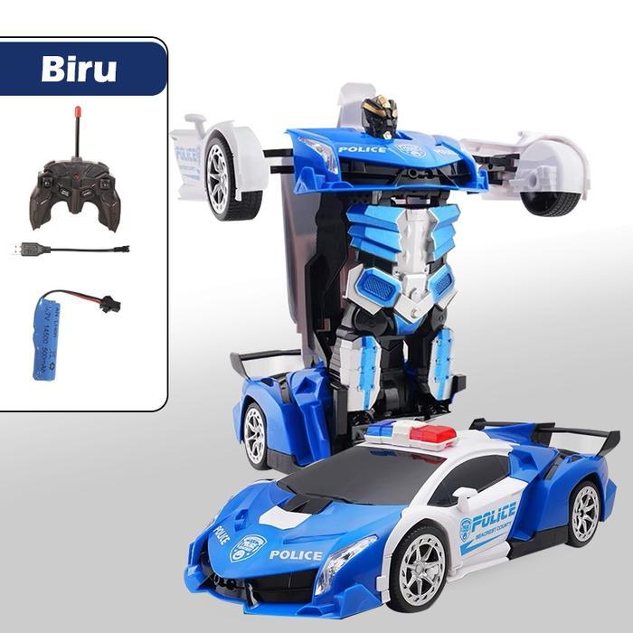 Hot Wheels - Mainan Mobil Remote Control Transformasi Robot, Rechargeable - Hadiah Ulang Tahun Anak