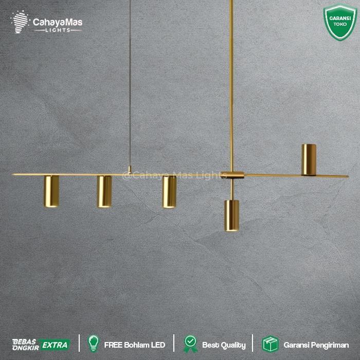 Lampu Hias Gantung Chandelier Sorot Meja Makan/Island/Dapur/Bar/Dll Minimalist Modern Simple Gold