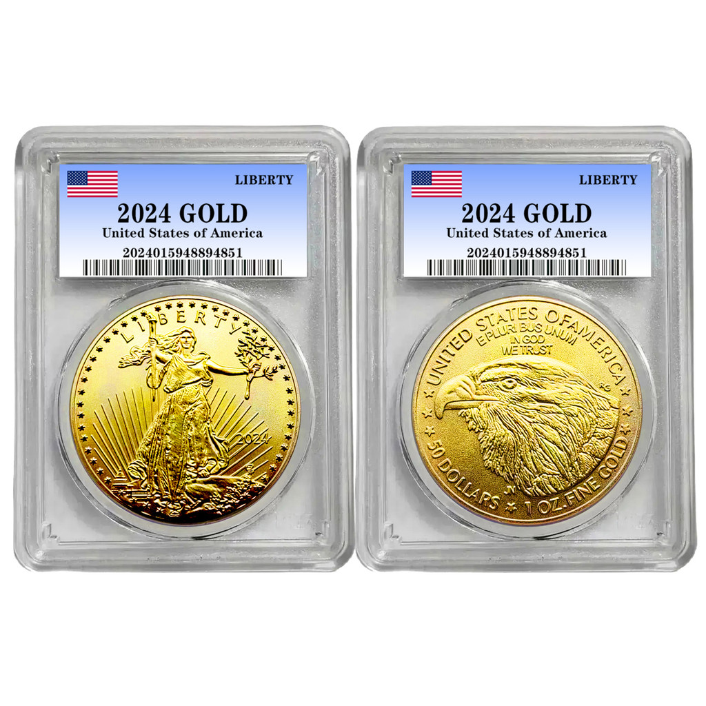 New 2024 United States 1 OZ Liberty Eagle Coin Gold Silver Coins with Advanced Seal Box Commemorativ