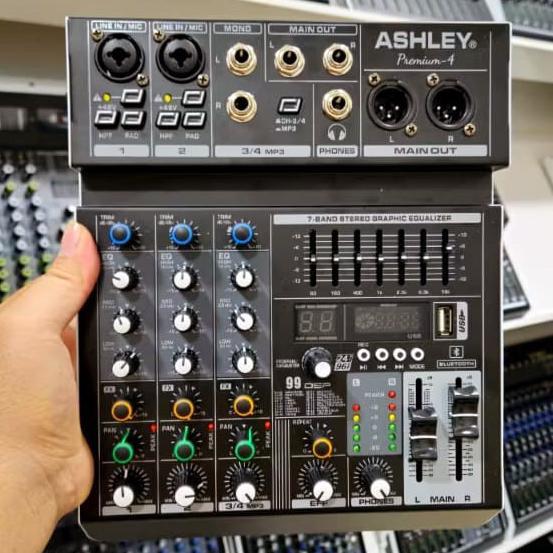Mixer Ashley Premium 4 Premium4 USB MP3 Recording Original 4 Channel Mixer,2 Mono/2 Stereo - Pc, Met