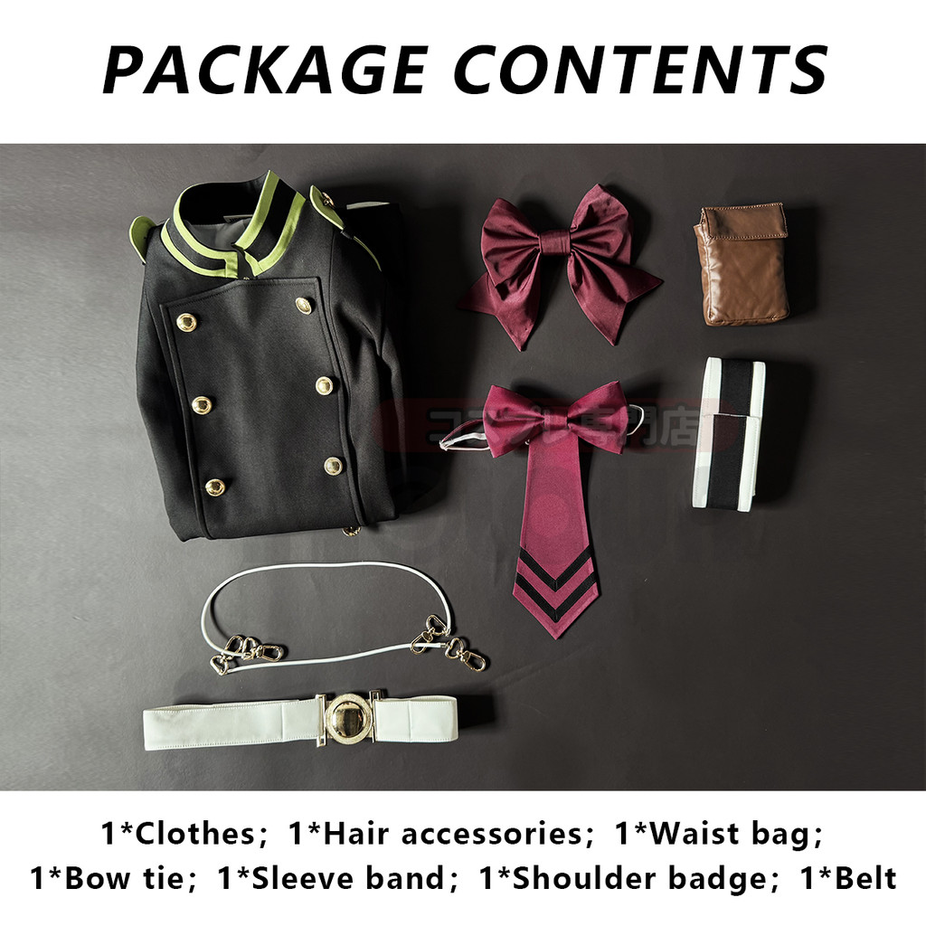 Holoun Seraph Of The End Anime Shinoa Hiiragi Cosplay Costume Coat Belt Bow Tie Halloween Christmas