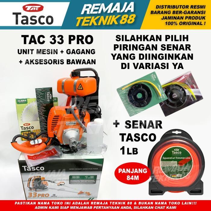 MESIN POTONG RUMPUT GENDONG TASCO TAC 33 PRO / BRUSH CUTTER - Bawaan Unit , Tanpa Piringan - +SenarT