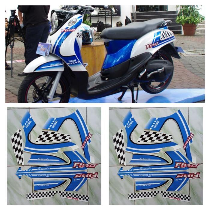 Stiker Striping motor Yamaha Fino karbu 2012 sporty biru original