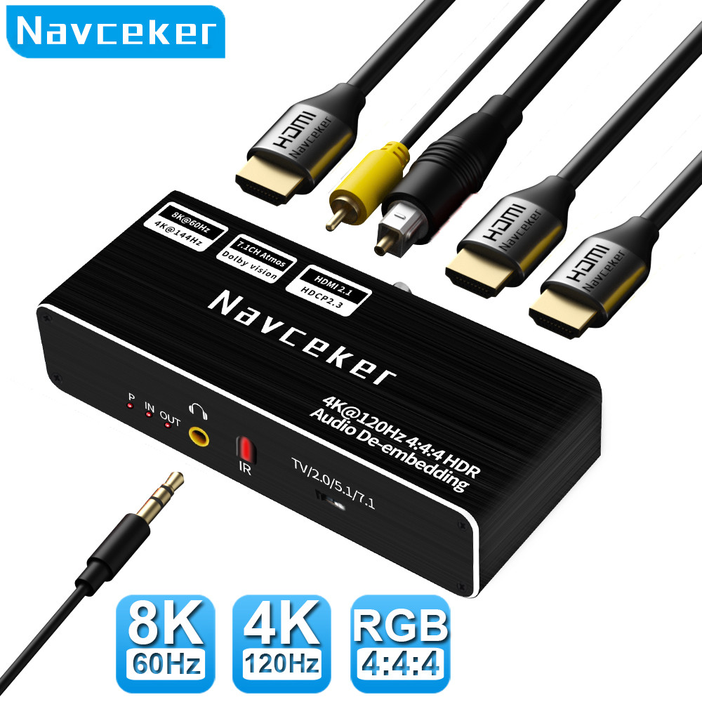 HDMI 2.1 Audio Extractor Converter 4K 120Hz HDMI 2.1 Audio Converter 8K HDMI to HDMI