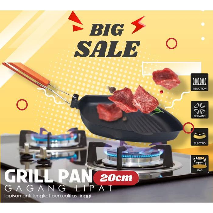 Panci Panggang Square Grill Pan BBQ Wajan Teflon Kotak BBQ Bakaran Steak Anti Lengket PREMIUM 20 24