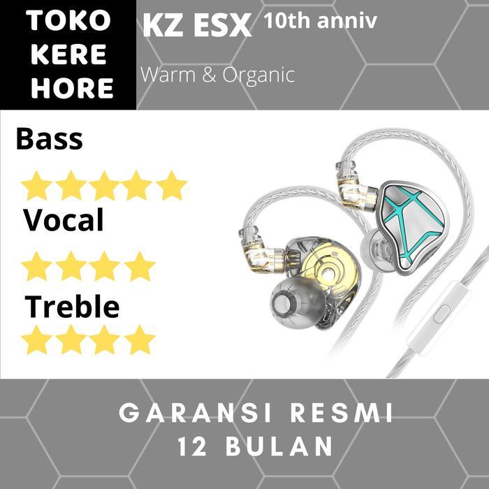 Kz Esx 10Th Anniversary Basshead Earphone With Mic - Garansi Resmi Populer