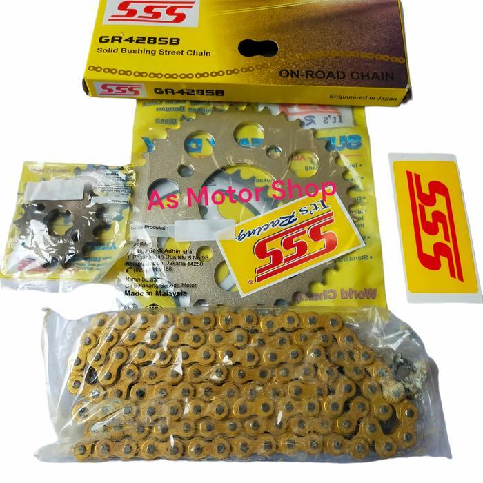 Gear Set Sss 428 Rantai Gold Sss Original Jupiter Mx King Vixion Old Vixion New