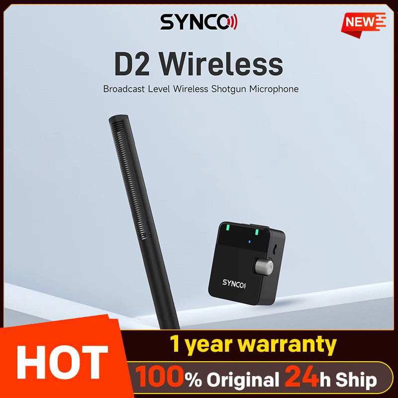 SYNC0 Mic-D2 20 Hz to 20 kHz Wireless Hypercardioid Shotgun Microphone with Built-In Bass Boost for