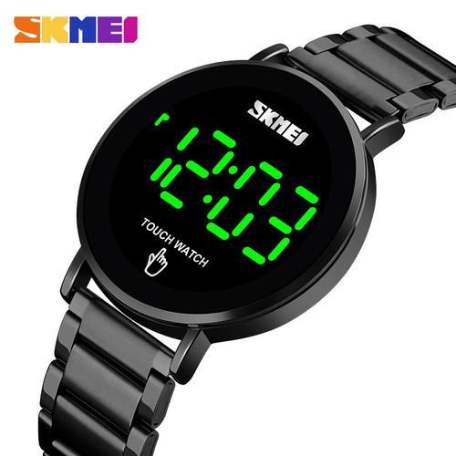 Jam Tangan Skmei Original Digital Sentuh 50 Stainless Stell Tahan Air Kaca Waterproof Bercahaya