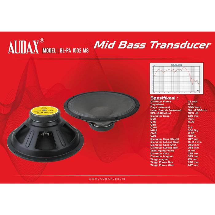 Audax - Speaker Pasif 15" Bell Bl-Pa 1502 M8 Mid & Bass Transducers Pasti Promo