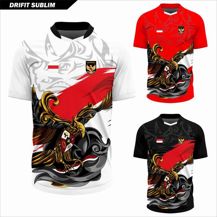 Jersey Olahraga Garuda Merah Putih Baju Futsal Kaos Voli Atasan Badminton Running Terlaris