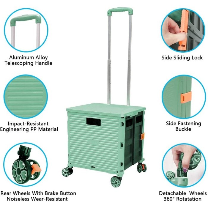 Keranjang lipat Box koper box belanja troley troli Trolley Barang Mobil lipat Kursi Pet Stroller 4